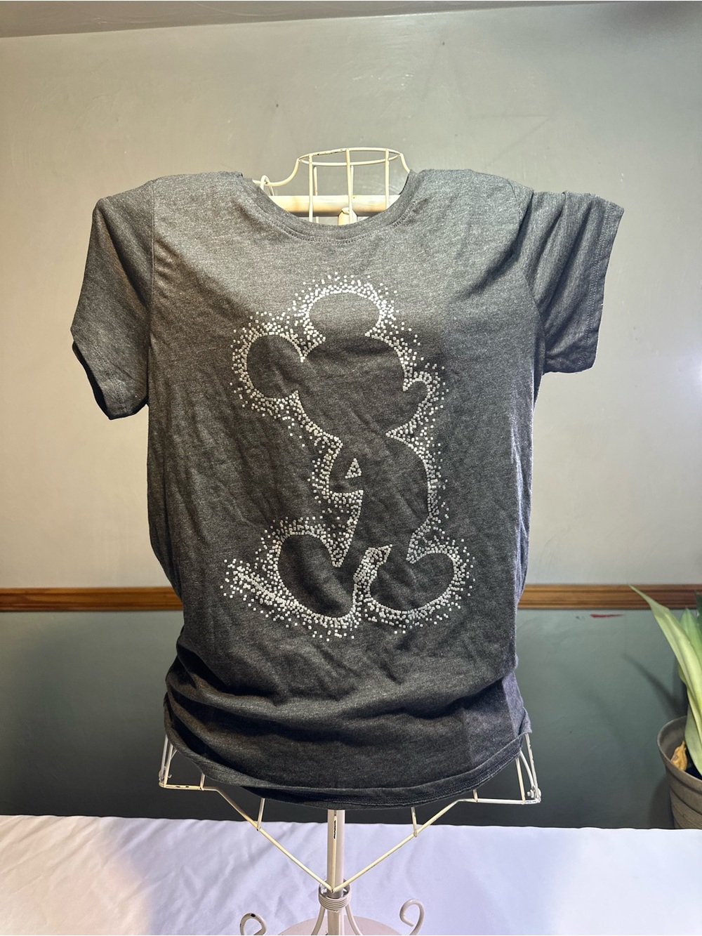 Disney Gray Short-Sleeve Tee with Mickey Silhouette